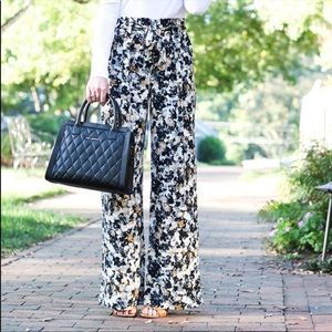 Leith Floral High Waisted Wide Leg Pants XS
